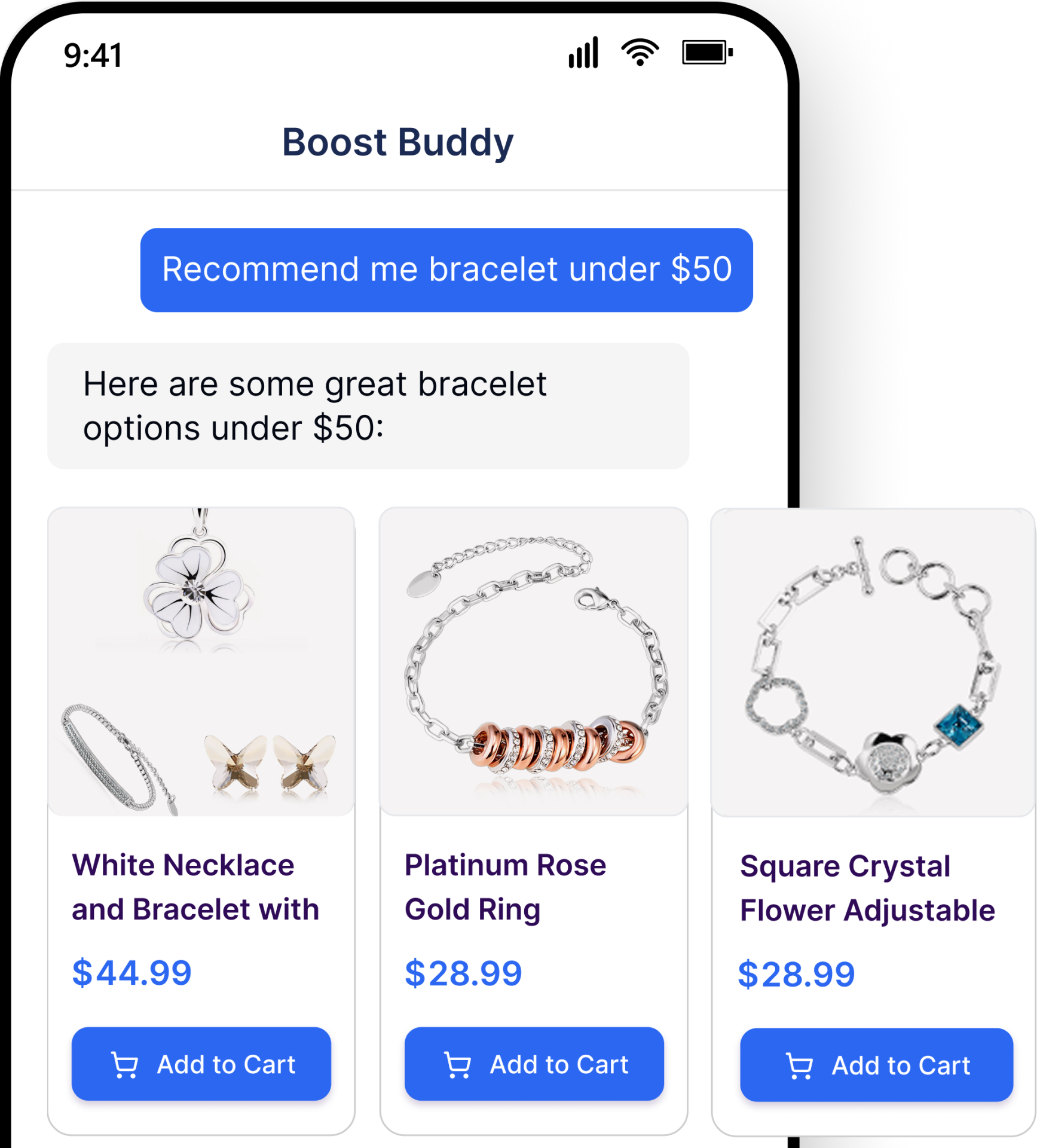 BoostBuddy AI Mobile App Interface